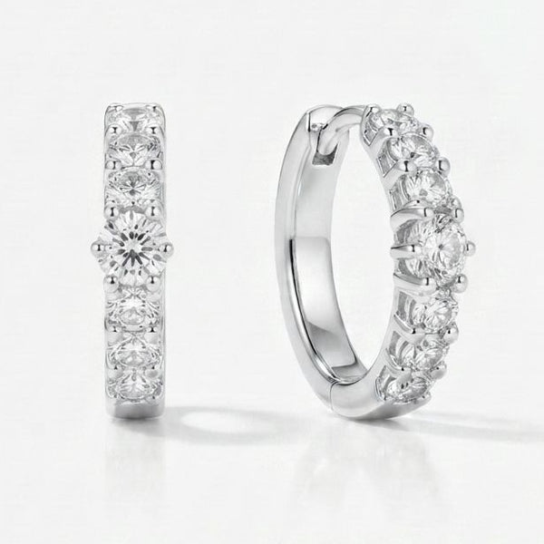 Brilliant Clear Crystal Silver Huggie Ring