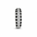Silver Triple-Row Black & Clear Crystal Ring