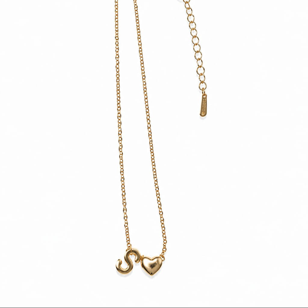 Custom Gold Initial & Heart Pendant Necklace