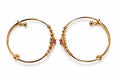 Gold Adjustable Bangle with Pink & Crystal Gemstone Cluster