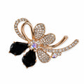 Gold & Black Crystal Butterfly Hair Pin with Iridescent Accent