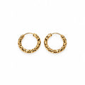 Gold Diamond-Cut Textured Hoop Earrings
