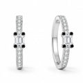 Black & Baguette Crystal Geometric Silver Ring