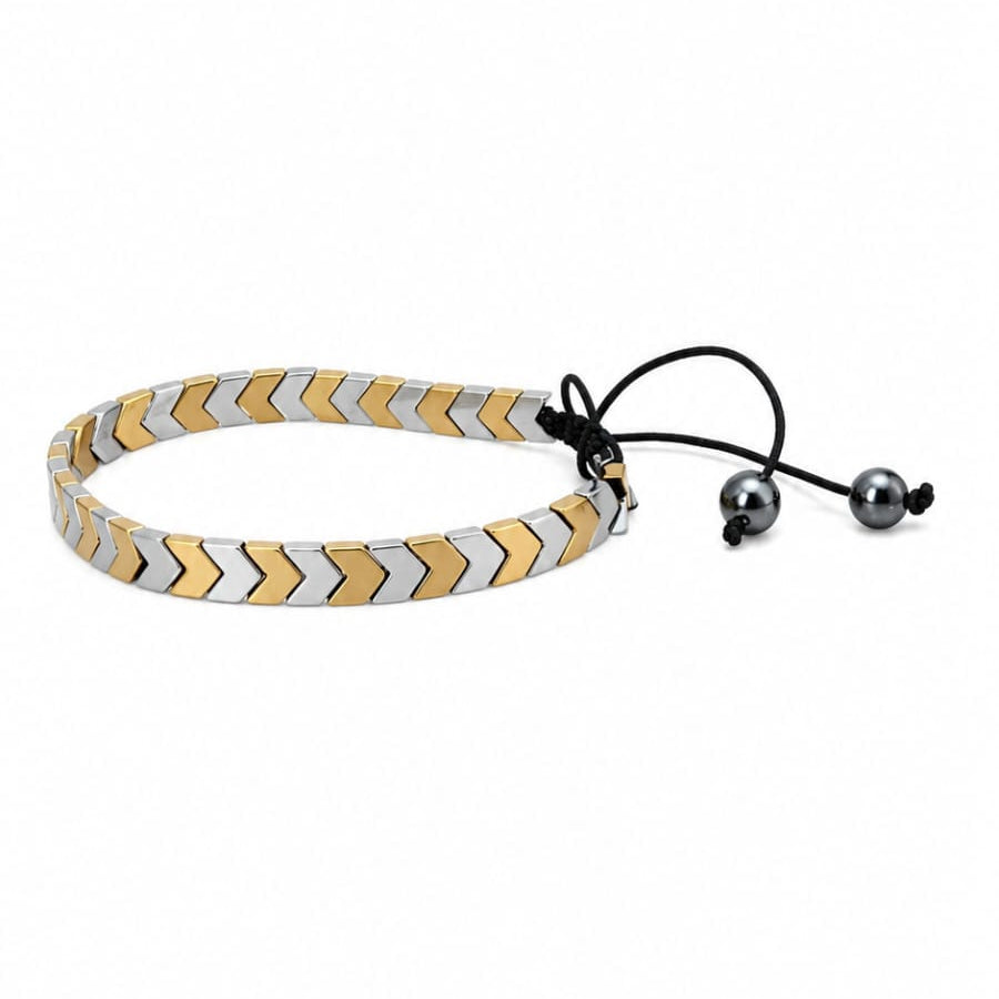 Two-Tone Gold & Silver Chevron Adjustable Bracelet