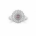 Silver Light Pink & Clear Baguette Starburst Ring