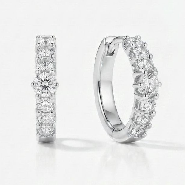Brilliant Clear Crystal Silver Huggie Ring