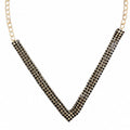 Gold & Black Pavé Chevron Necklace and Earring Set