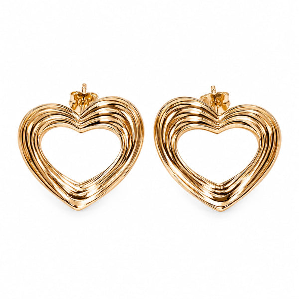 Gold Layered Open Heart Statement Earrings