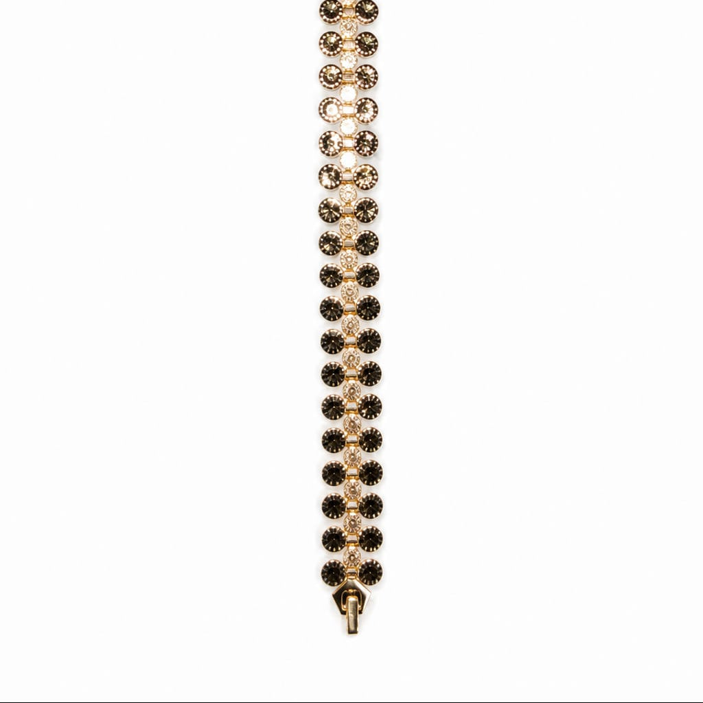 Gold & Black Crystal Alternating Tennis Bracelet