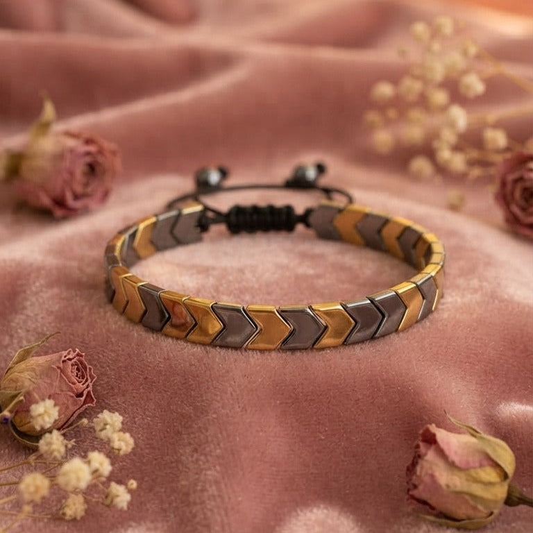 Two-Tone Gold & Silver Chevron Adjustable Bracelet