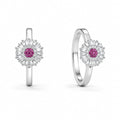 Silver Pink & Clear Baguette Starburst Statement Ring