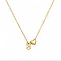 Custom Gold Initial & Heart Pendant Necklace
