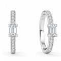 Clear Baguette & Pave Geometric Silver Ring